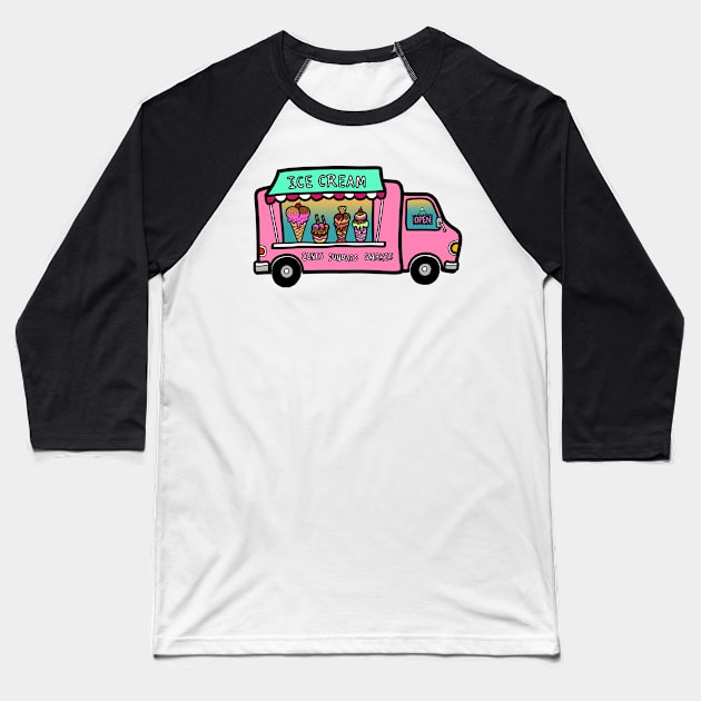 Street food truck ice cream outdoors summer Baseball T-Shirt by Nalidsa